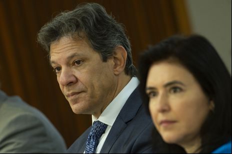 Ministro da Fazenda, Fernando Haddad, e a ministra do Planejamento, Simone Tebet - Marcelo Camargo/Agência Brasil